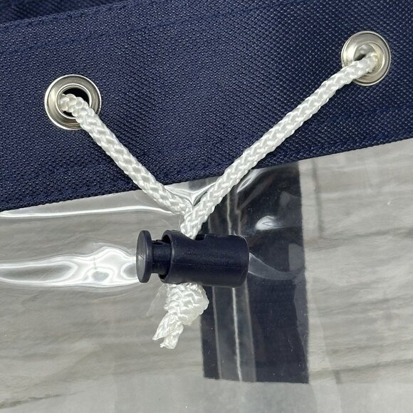 Tommy Hilfiger Flag Drawstring Backpack Beach Bag Clear Vinyl Blue Canvas 90s - Picture 3 of 9